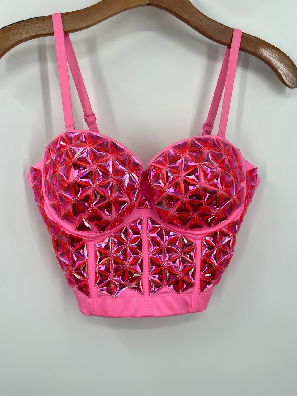 Lydia USA NEW Pink Beaded Bustier Rave Top Small